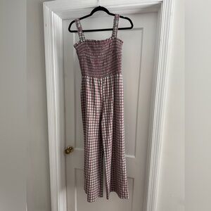 Free People Pink and White Plaid Jumpsuit